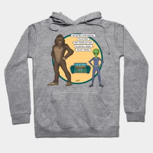 Bigfoot and Little Green Man Trading Barbs Hoodie